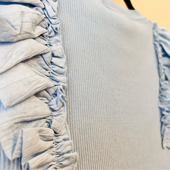 INDUSTRY Ribbed Ruffle Sleeve Tank Small NWT - Picture 6 of 8